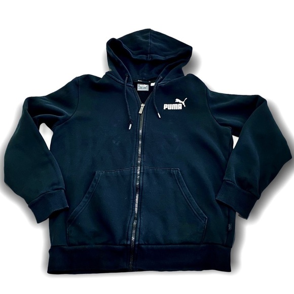 PUMA Black Hooded Zip Up Sweatshirt Jacket Coat Small Unisex  Casual - Picture 4 of 16